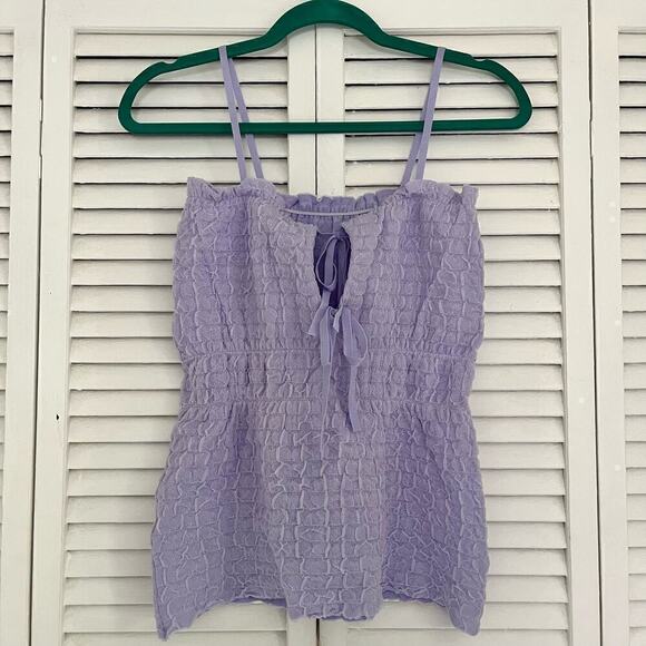 Zara Square Neck Elasticated Band Smocked Cami Knit Top Purple Womens Small - Picture 1 of 3